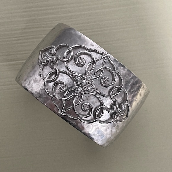 Sterling Silver 925 Leslie Greene cuff bracelet .23ctw - Picture 3 of 8